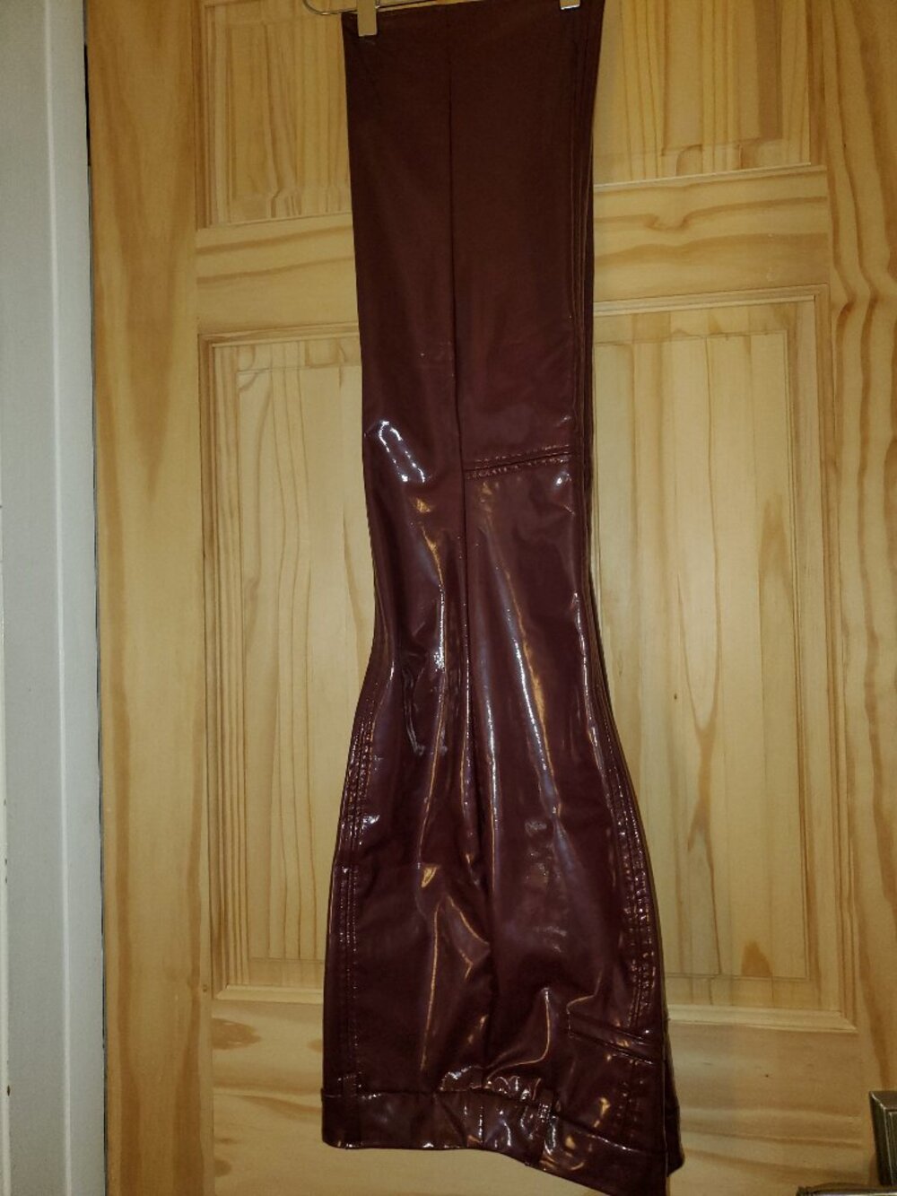Red PVC Slacks, size 42 Italy, 6 US, medium length